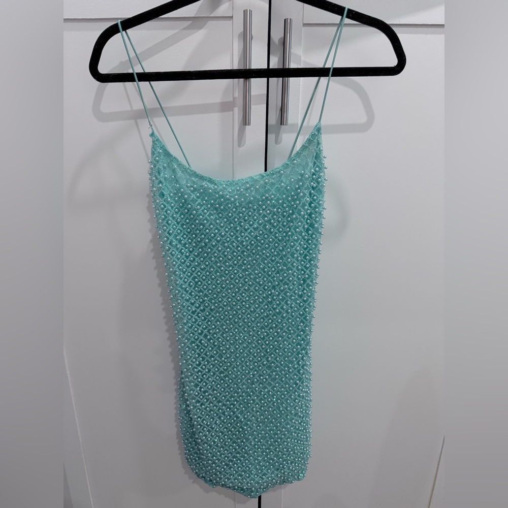 Oh Polly blue beaded dress